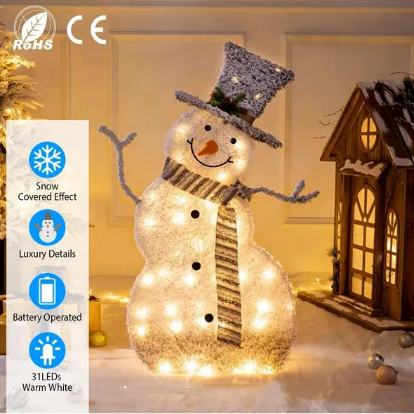 Collapsible LED Snowman Christmas Decoration Light - Battery Operated My Store