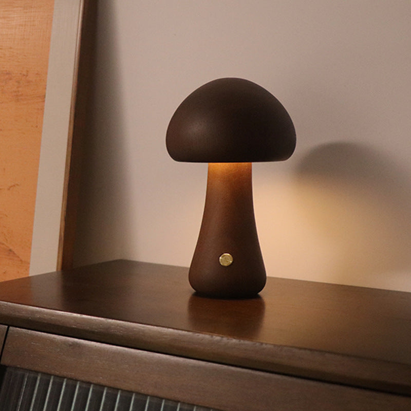 Wooden Mushroom LED Night Light – Touch Control Table Lamp for Kids' Bedrooms My Store