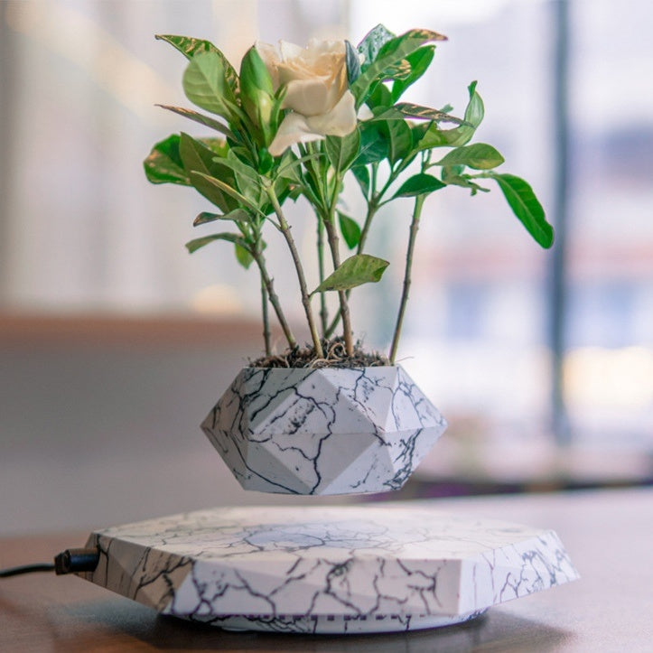 Levitating Plant Pot – Magnetic Marble Floating Planter for Home & Office Decor My Store