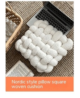 Nordic Fur Ball Pillow Three-strand Rope Knotted Hand-woven Velvet Cushion Knot My Store