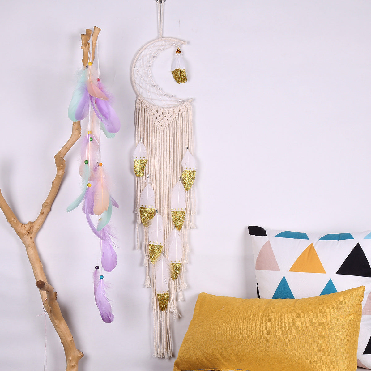 Crescent Dream Catcher Home Decor Gold My Store