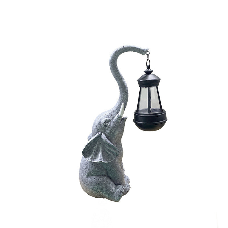 Outdoor Solar Lamp Garden Elephant Ornaments Resin Crafts My Store