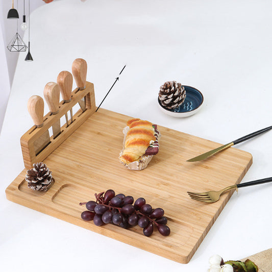 Bamboo Cut Board Cheese Fork Set My Store