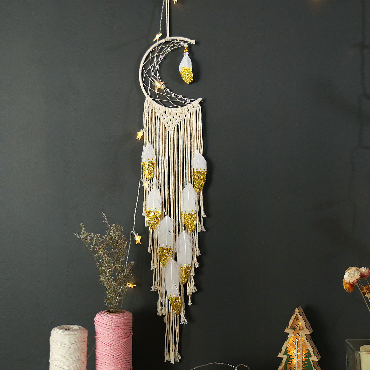 Crescent Dream Catcher Home Decor Gold My Store