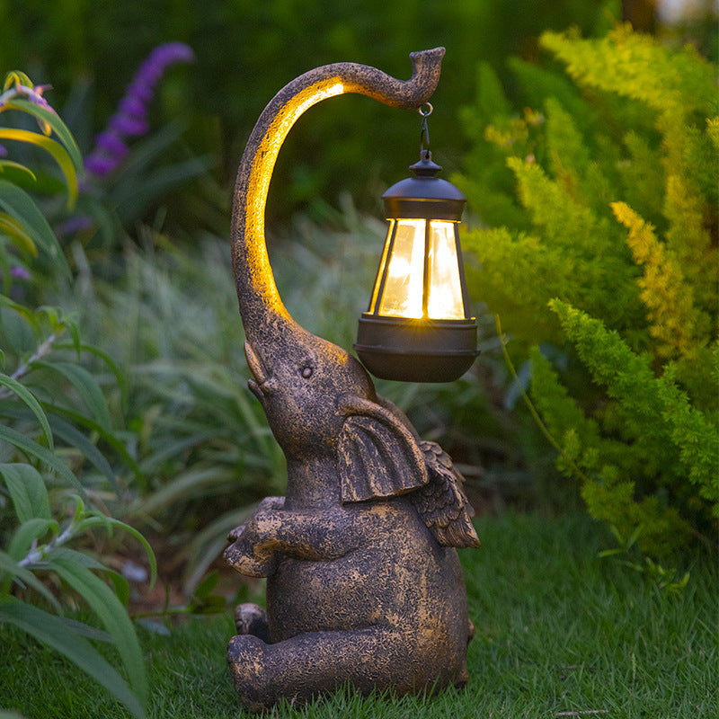 Outdoor Solar Lamp Garden Elephant Ornaments Resin Crafts My Store