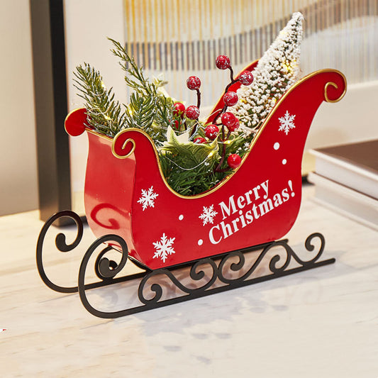 Desktop Mini Christmas Sledge Ornaments With Lights My Store