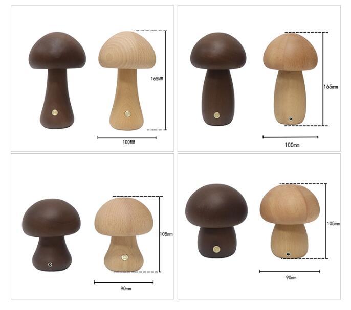 Wooden Mushroom LED Night Light – Touch Control Table Lamp for Kids' Bedrooms My Store