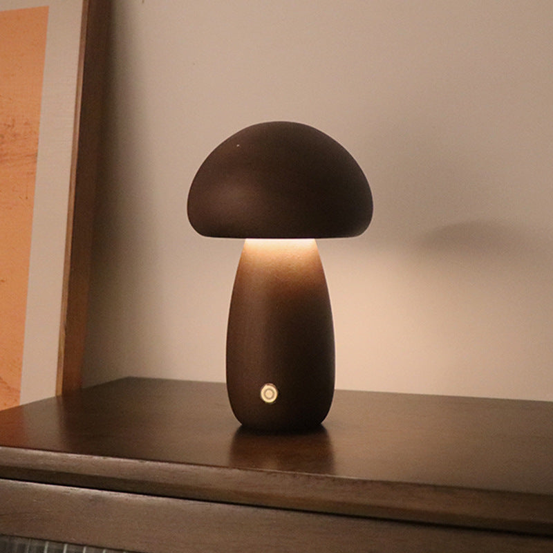 Wooden Mushroom LED Night Light – Touch Control Table Lamp for Kids' Bedrooms My Store